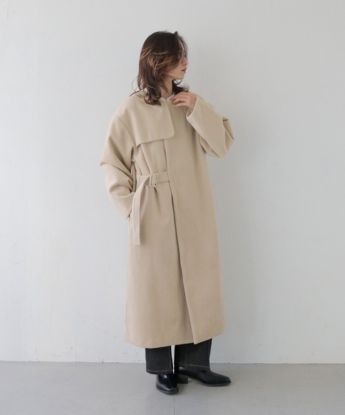 その他アウター 【CLEIO】アシメヨークロングコート