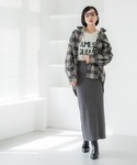 スカート リブニットロングスカートの詳細画像1