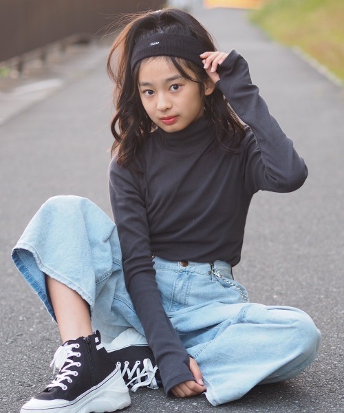 RandS tシャツ カラフル指穴ハイネックロンT キッズ 子供服 女の子