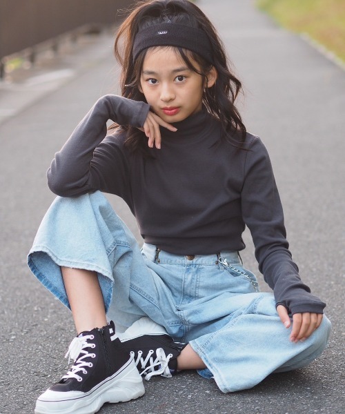 RandS tシャツ カラフル指穴ハイネックロンT キッズ 子供服 女の子