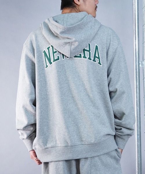 NEW ERA フード付きスウェット グレー上下 NEW ERA パーカー ニューエラ スウェット フード メンズ