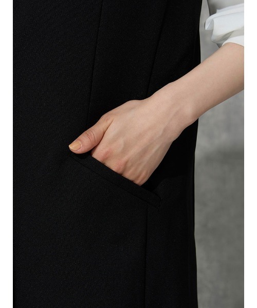 ベスト ジレ 麻調メッシュ　ジレ　カーキ/ブラック レディース Perfect Suit FActory ベスト ジレ 麻調メッシュ ジレ カーキ