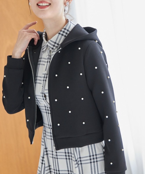tocco closet パーカー パール付きダブルジップダンボール