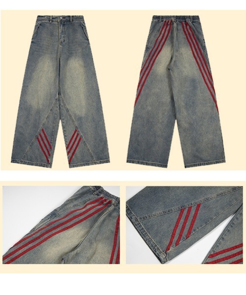 mushwear  Wide-leg Striped Line Jeans   : ZOZOTOWN Yahoo! ...
