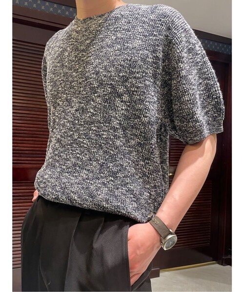 現行タグ　コットンブレンド ショートスリーブ セーター　サマーニット 現行タグ コットンブレンド ショートスリーブ セーター サマーニット