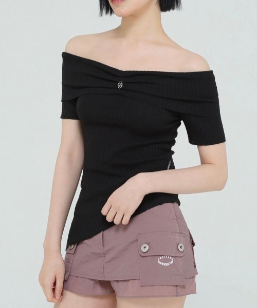 ニット セーター 「Uglyshadow」UNBALANCED KNIT OFF SHOULDER レディース UGLY SHADOW ニット セーター 「Uglyshadow」UNBALANCED KNIT