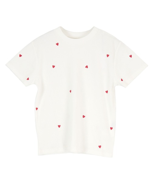 titivate（ティティベイト） tシャツ ハート柄刺繍Tシャツ レディース