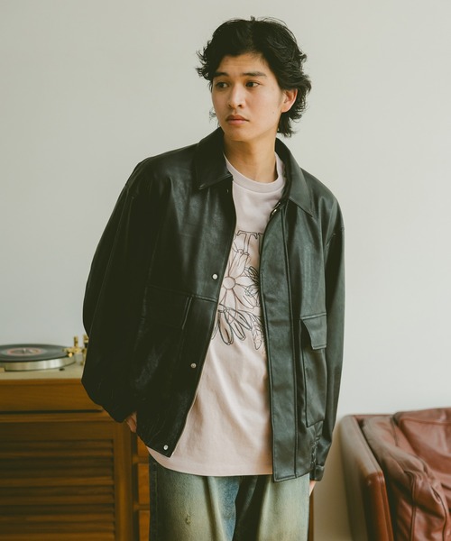 RAGEBLUE ブルゾン アウター Synthetic leather track jacket