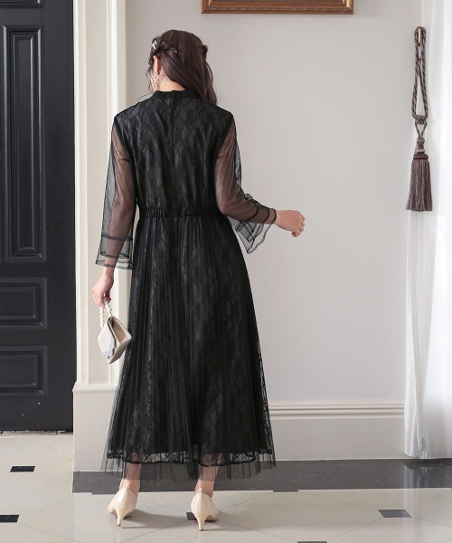 エマフローレス　チュールプリーツレイヤードワンピース　３Lサイズ Jolie et Jolie（ジョリー エ ジョリー） ドレス チュールプリーツ