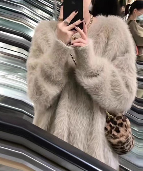 deux amour ニット セーター シャギーニット長袖プルオーバー