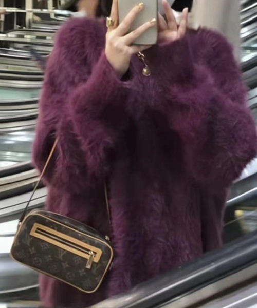 deux amour ニット セーター シャギーニット長袖プルオーバー