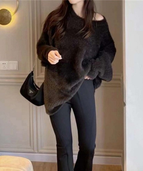 deux amour ニット セーター シャギーニット長袖プルオーバー