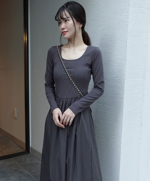 CORNERS（コーナーズ） ワンピース 異素材ドッキングワンピース