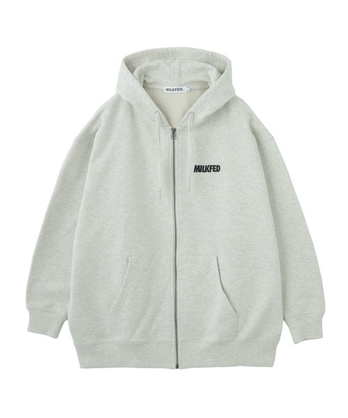 MILKFED. パーカー SLANT LOGO ZIP UP HOODIE レディース