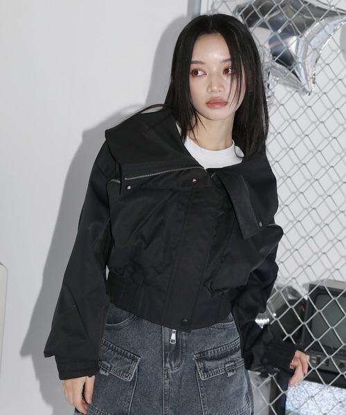 MSGirl コート アウター オーバーカラークロップドジャケット