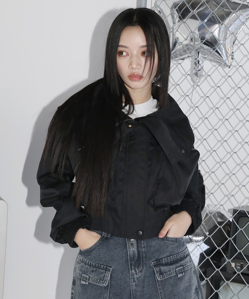 MSGirl コート アウター オーバーカラークロップドジャケット