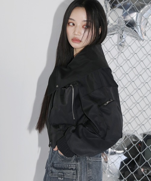MSGirl コート アウター オーバーカラークロップドジャケット