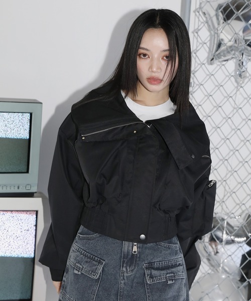 MSGirl コート アウター オーバーカラークロップドジャケット