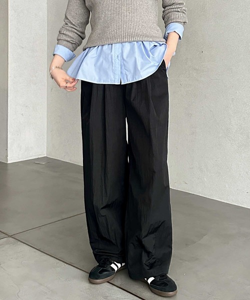 GeeRA（ジーラ） パンツ しぼ感が可愛いダブルタックナイロンカーブ