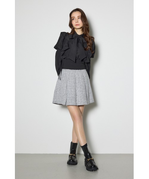 rienda（リエンダ） スカート ハイウエストツイードスコートショート