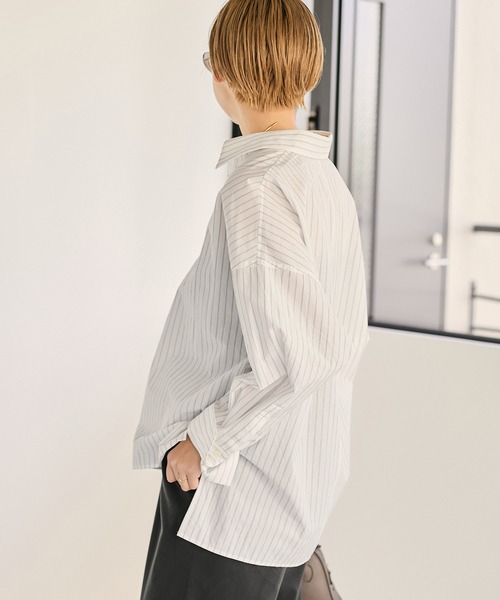 Plage　FABRICA STRIPE シャツ　ホワイト　サイズフリー FABRICA STRIPE シャツ（シャツ／ブラウス）｜Plage（プラージュ