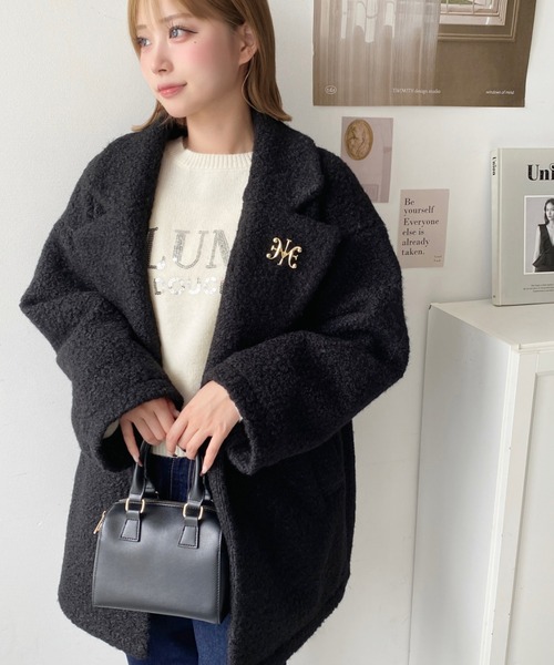 ちーちゃま　ウールクルーネックジャケット　チャコール moment+ ジャケット M チャコールグレー レディース : ZOZOTOWN Yahoo