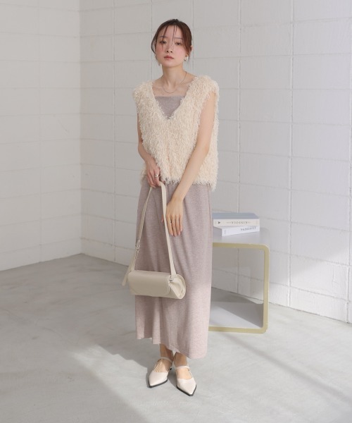 ビビィ Bibiy. トレンチ ベスト　ジレ　2way フリンジ　アシンメトリー BAB ベスト ジレ 「選べるデザイン/前後2WAY」サマーフリンジ