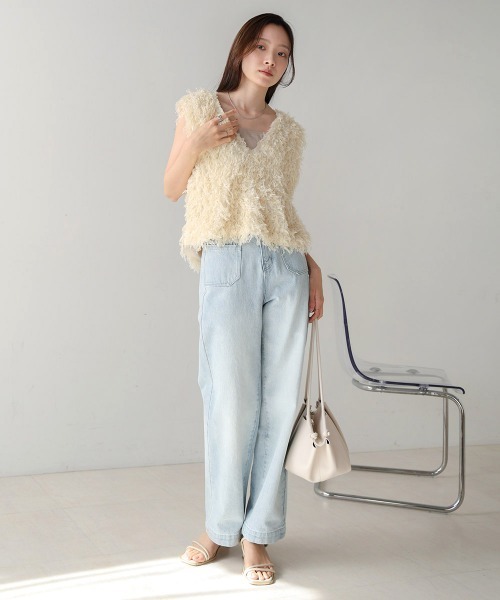 ビビィ Bibiy. トレンチ ベスト　ジレ　2way フリンジ　アシンメトリー ウォッシャブルTR2wayジレ｜BIGI online store - ビギ