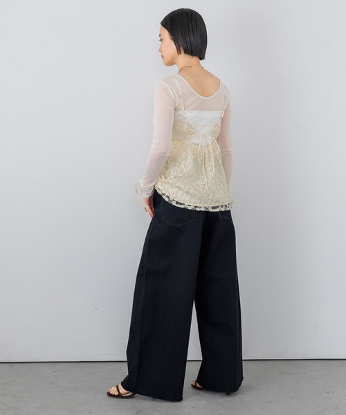 キャミソール フラワーシシュウキャミ Bibiy flower刺繍キャミ 花柄