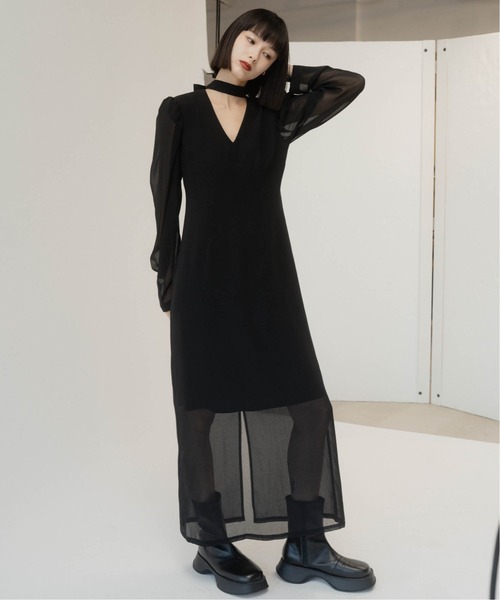 Knuth Marf ワンピース puff sleeve sheer one piece : ZOZOTOWN