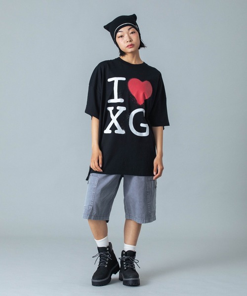 早い者勝ち X-girl OVER PRINT MILLS LOGO S/S BIG TEE DRESS X-girl（エックスガール）の「GRADATION MILLS LOGO S/S BIG TEE