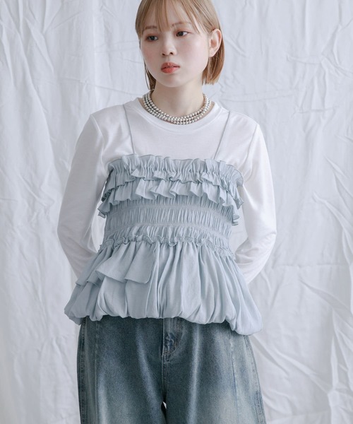 KBF（ケービーエフ） tシャツ シャーリングビスチェSETトップス