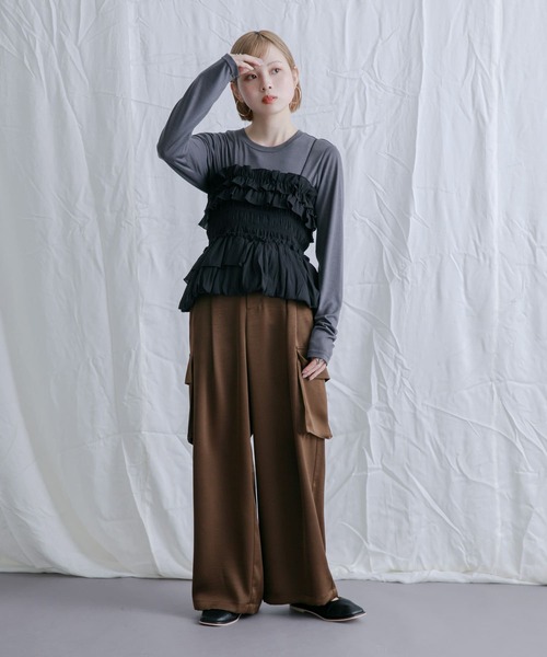 KBF（ケービーエフ） tシャツ シャーリングビスチェSETトップス