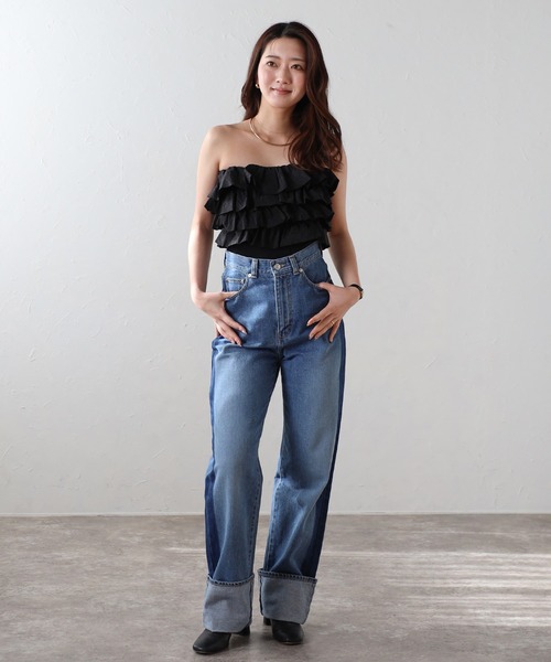 ENC チューブトップ ベアトップ frill bare top / フリルベアトップ