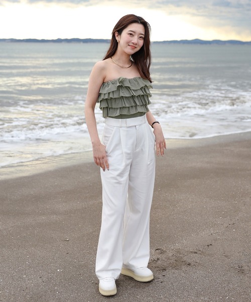 ENC チューブトップ ベアトップ frill bare top / フリルベアトップ