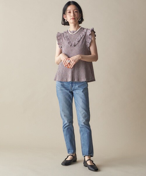 SHIPS for women / シップスウィメン NINE CASE:〈手洗い可能〉フリル ノースリーブ トップス SHIPS NINE CASE:「手洗い可能」フリル ノースリーブ トップス
