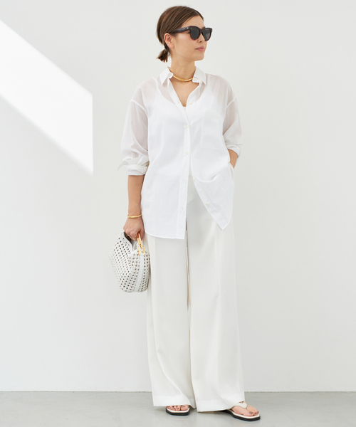 Deuxieme Classe Feminine ブラウス　白 Deuxieme Classe ブラウス シャツ *Minimal Sheer レディース