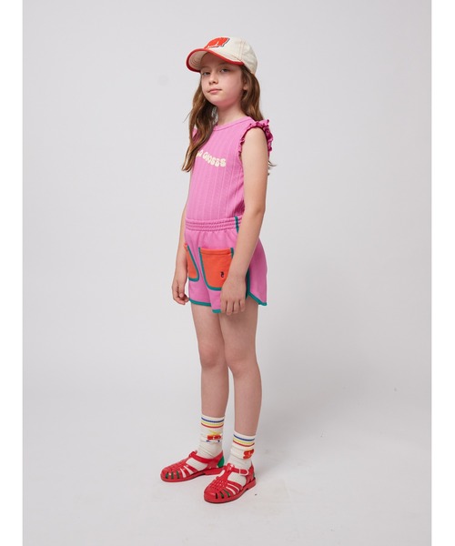 BOBO CHOSES パンツ Pink color block shorts キッズ 子供服
