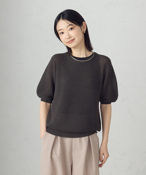ニット セーター 和紙ホールガーメントクルーネックニット レディース COMME CA ISM ニット セーター MADE IN JAPAN 和紙ニット