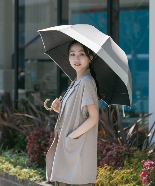 SMELLY 傘 because 晴雨兼用バンブーハンドルバイカラー