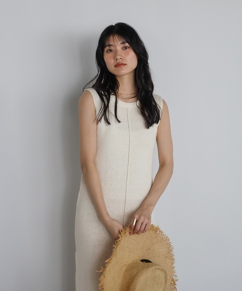 【美品】PREMISE DRESS サマーニットノースリーブワンピース ENC ワンピース sleeveless summer knit one piece / ノースリ