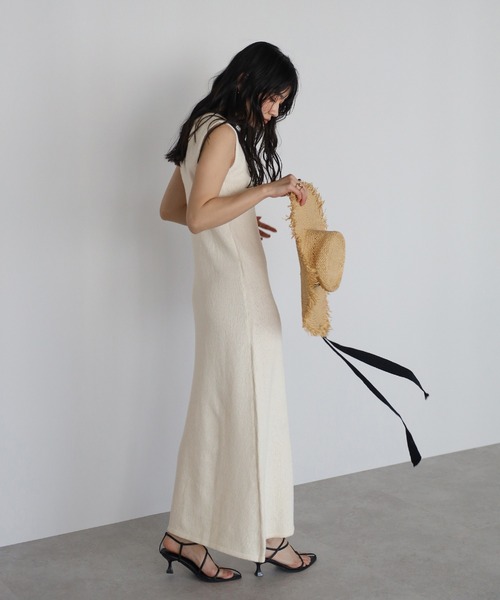 ワンピース サマードレス バックレス ニット ノースリーブ 夏 3 ENC ワンピース sleeveless summer knit one piece / ノースリ