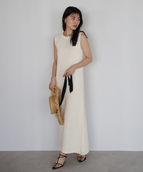 【美品】PREMISE DRESS サマーニットノースリーブワンピース ENC ワンピース sleeveless summer knit one piece / ノースリ