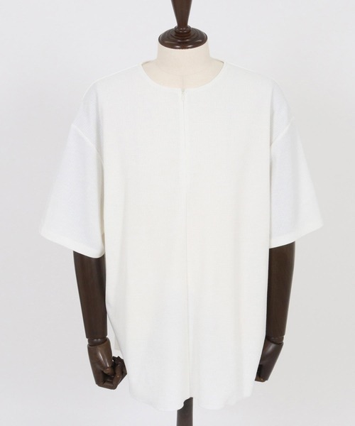 CAMBIO（カンビオ） tシャツ mt9656-Zip Up Henley Neck Waffle Cut