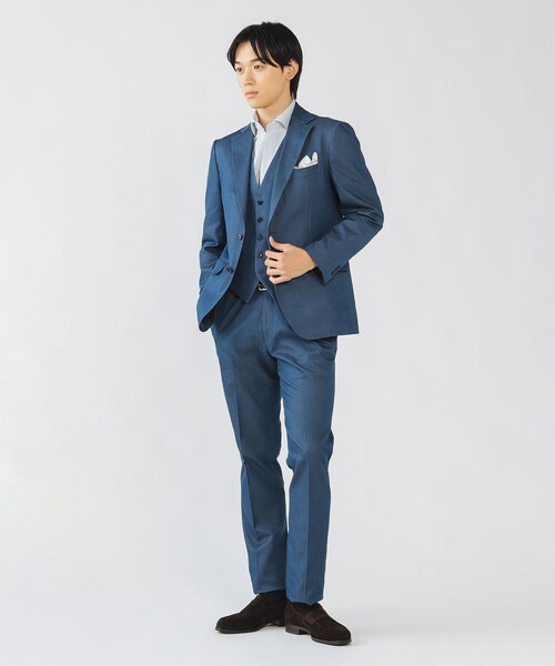 BEAMS HEART メンズスーツ　3点セット　デニム風　クリーニング済み BEAMS HEART メンズスーツ 3点セット デニム風 クリーニング済み