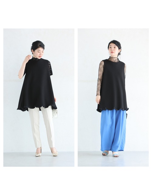 【さー】3点まとめ買い　裾フリルバックリボンチュニック cawaii チュニック なみなみ裾フリルのバックリボンチュニック