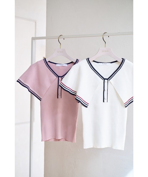 Her lip to tシャツ Big Collar Summer Knit Top レディース