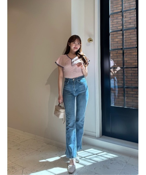 ハーリップトゥ ♡big collar summer knit top ホワイト Big Collar Summer Knit Top（Tシャツ/カットソー）｜Her lip to