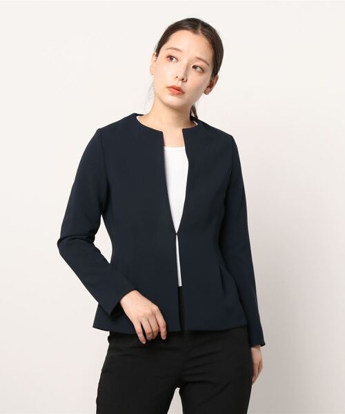 Demi-Luxe BEAMS ノーカラージャケット ネイビー Demi-Luxe BEAMS 「Demi-Luxe BEAMS」 ノーカラージャケット 38