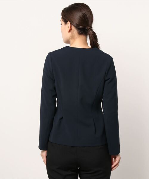 Demi-Luxe BEAMS ノーカラージャケット ネイビー Demi-Luxe BEAMS 「Demi-Luxe BEAMS」 ノーカラージャケット 38
